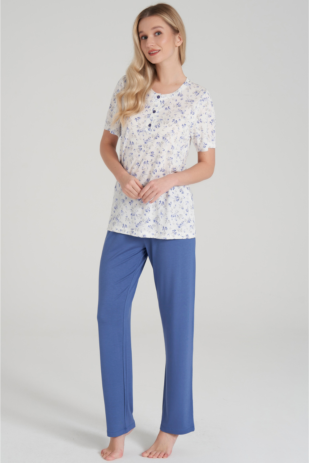 Kurzarm-Pyjama-Set mit Blumenmuster