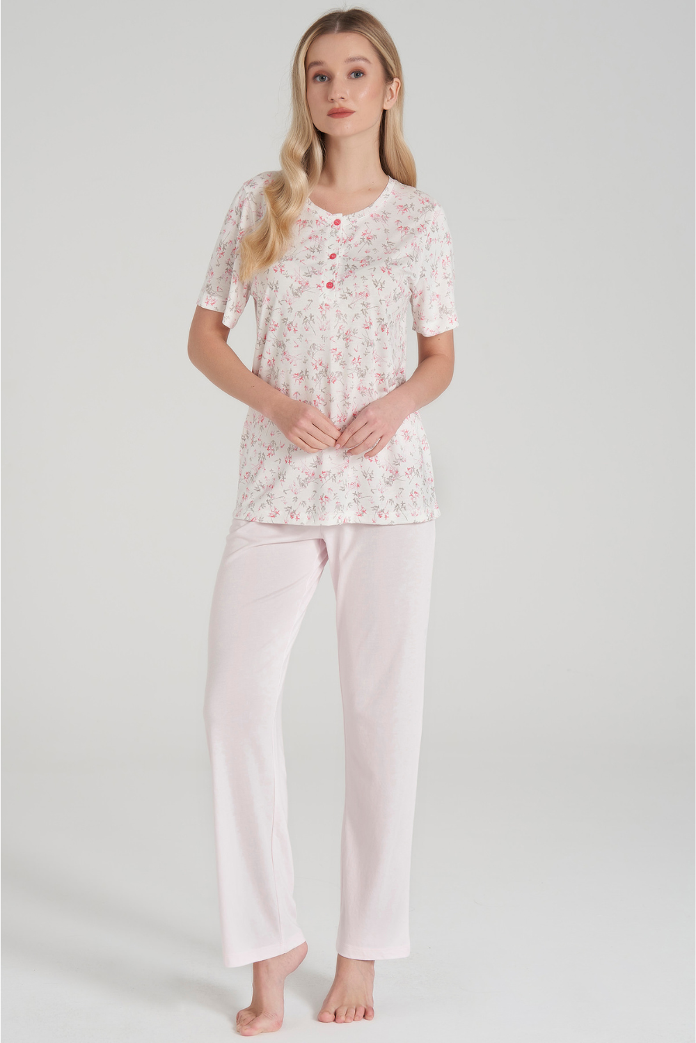 Kurzarm-Pyjama-Set mit Blumenmuster