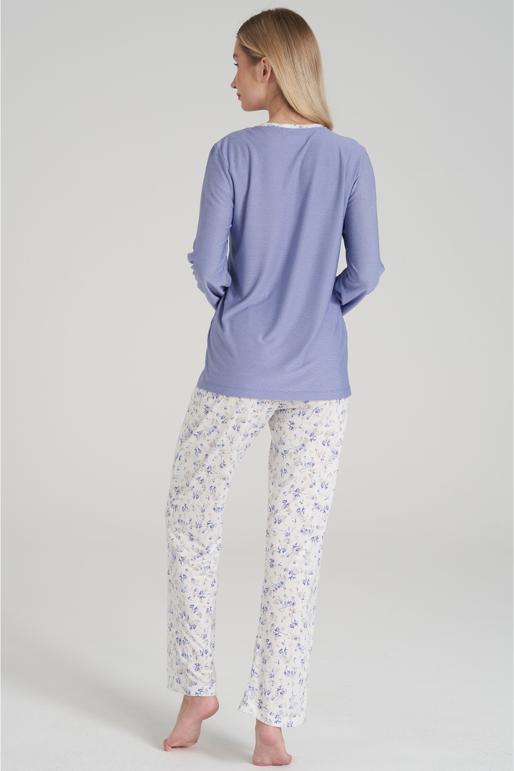 Pyjama-Set mit Blumenmuster und Langen Ärmeln