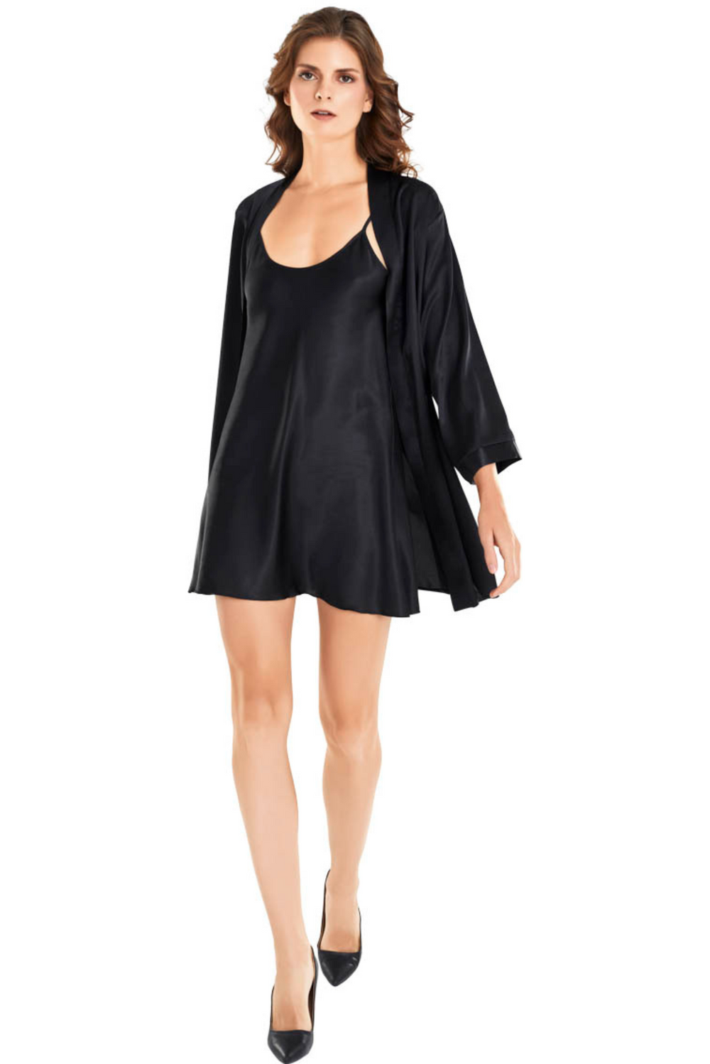 2 piece plain satin nightgown