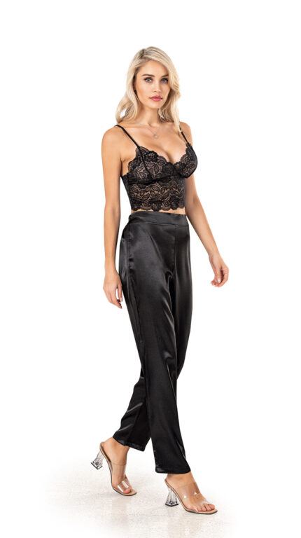 472 Saten Bralet Pijama Takım